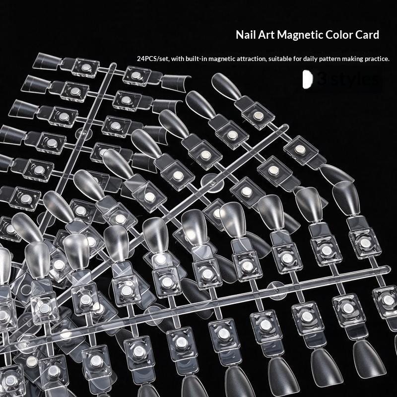 Magnetic False Nail Tip Color Chart 120Pcs Transparent Nail Polish Display Card for Manicure Practice Testing