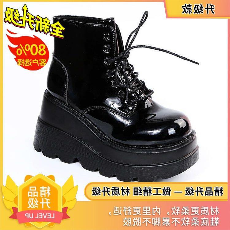 

Fashion Spring and Autumn Short Boots Comic Show Large Size Height Increasing Platform Martin Boots Women s Wedge Heel Height Increasing Shoes L 42