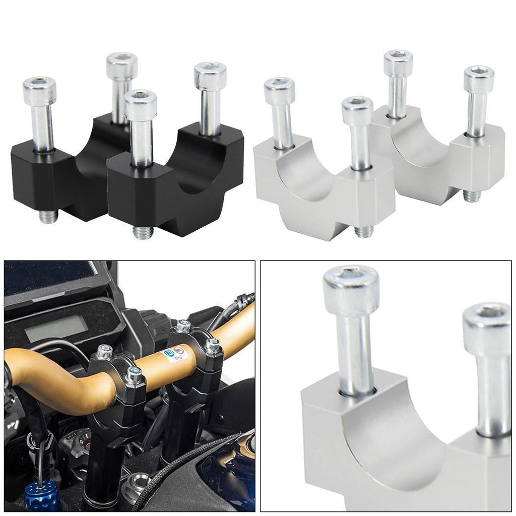 2Pcs Motorcycle CNC Aluminum Handle Bar Riser Mount Bracket Clamp Height Adapter