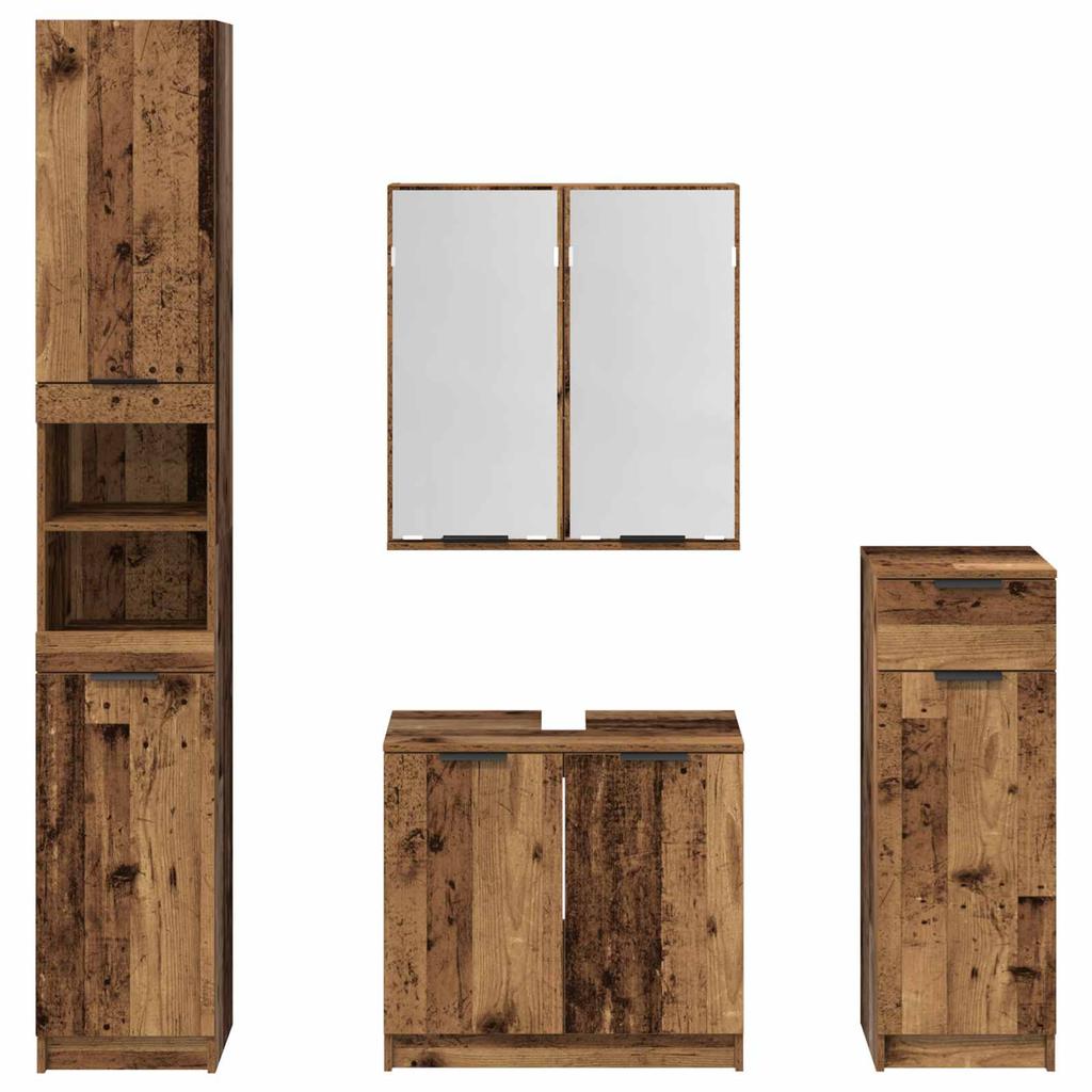 Bathroom Furniture Set with Drawers 4 pcs Reclaimed Wood Effect Particleboard