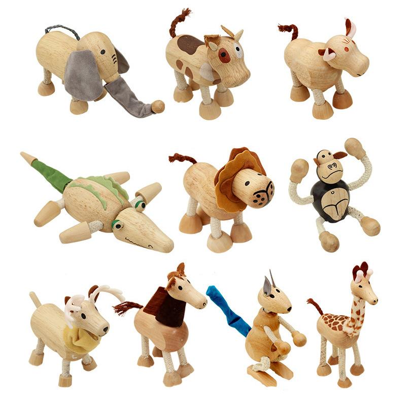 1pc Cute Educational Horse Deer Wooden Wood Animal Figurines Toy Festival Gift