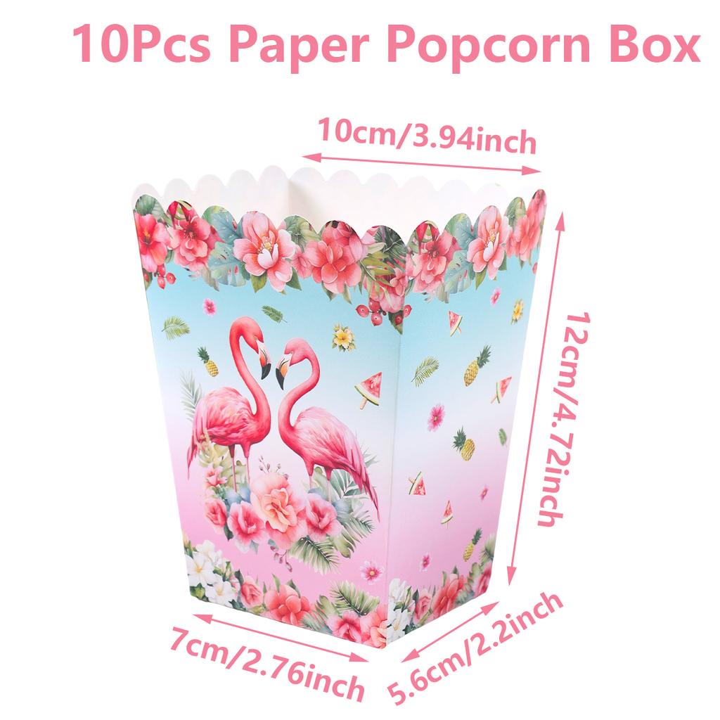 Flamingo Popcorn Box Hawaiian Summer Beach Birthday Party Decorations Kids Hawaii Luau Tropical Birthday Wedding Party Supplies
