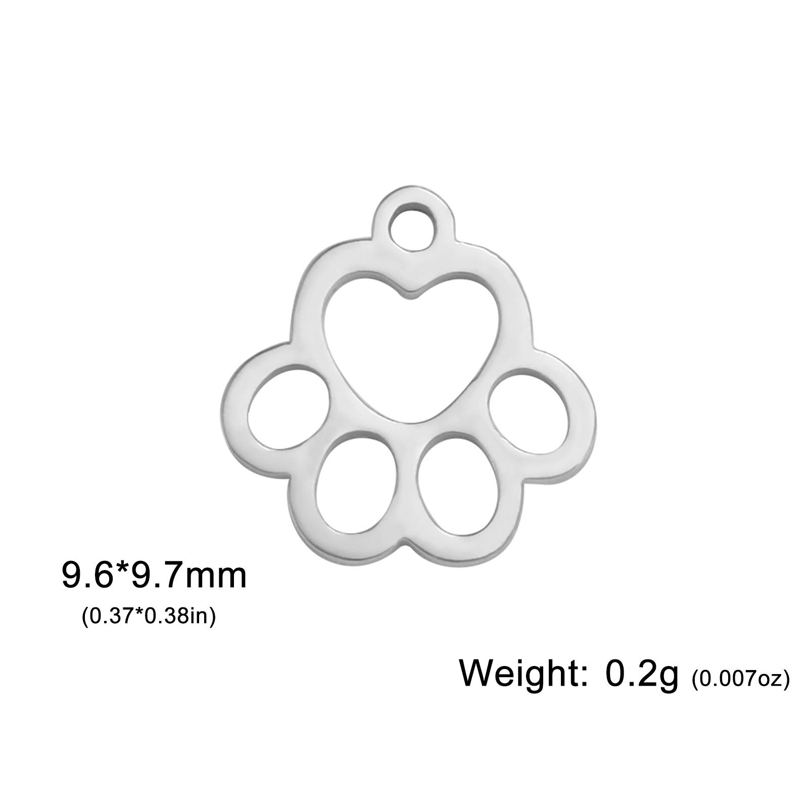 Cazador Stainless Steel Dog Cat Paw Footprint Charms for DIY Jewelry Making Cute Animal Pendant for Bracelet Earrings Necklace