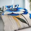 3-Piece Bedding Pillowcase Quilt Cover Set Blue Floral 2D Digital Printing Suitable For Bedroom Dormitory Decoration