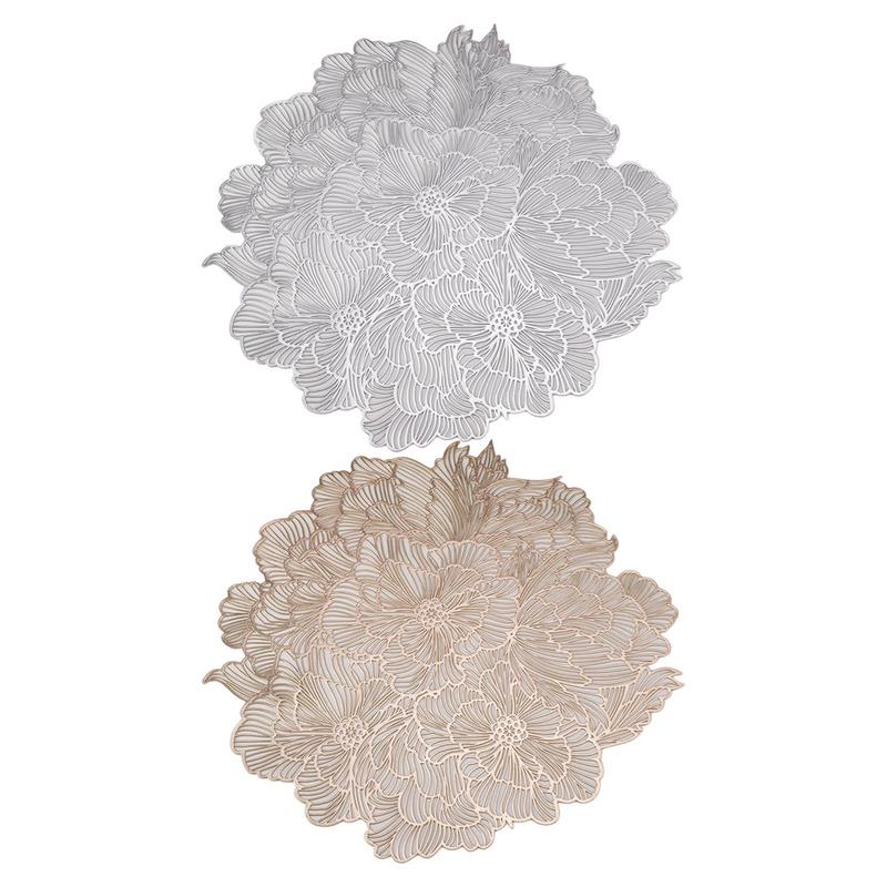 Placemat Elegant Tablemat Flower Shape Placemats PVC Waterproof Place Mat for Kitchen Dining Table Holiday Wedding Party