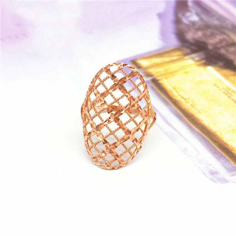 Purple Gold Car Flower Gypsy Ring Retro Wide Version Rose Gold Plated Hollow Ring Jewelry For Women