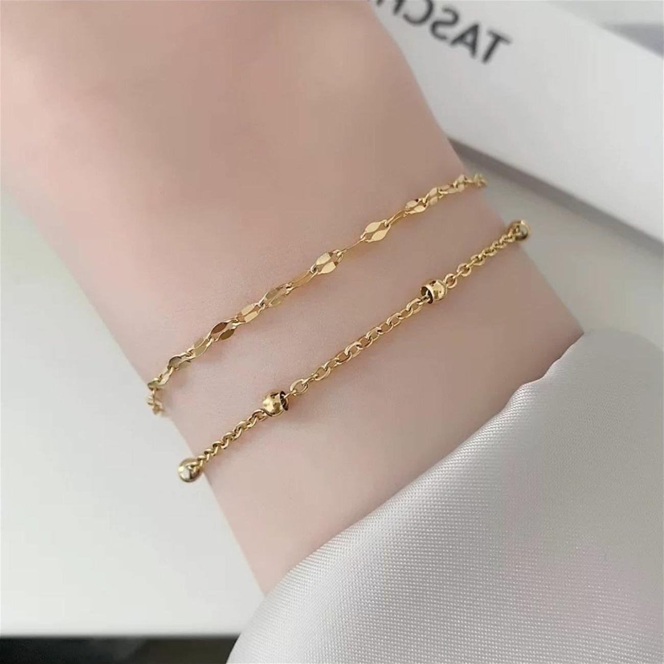 

Высококачественный невыцветающий браслет из титановой стали с пайетками - двухслойный, нишевый дизайн для девочек