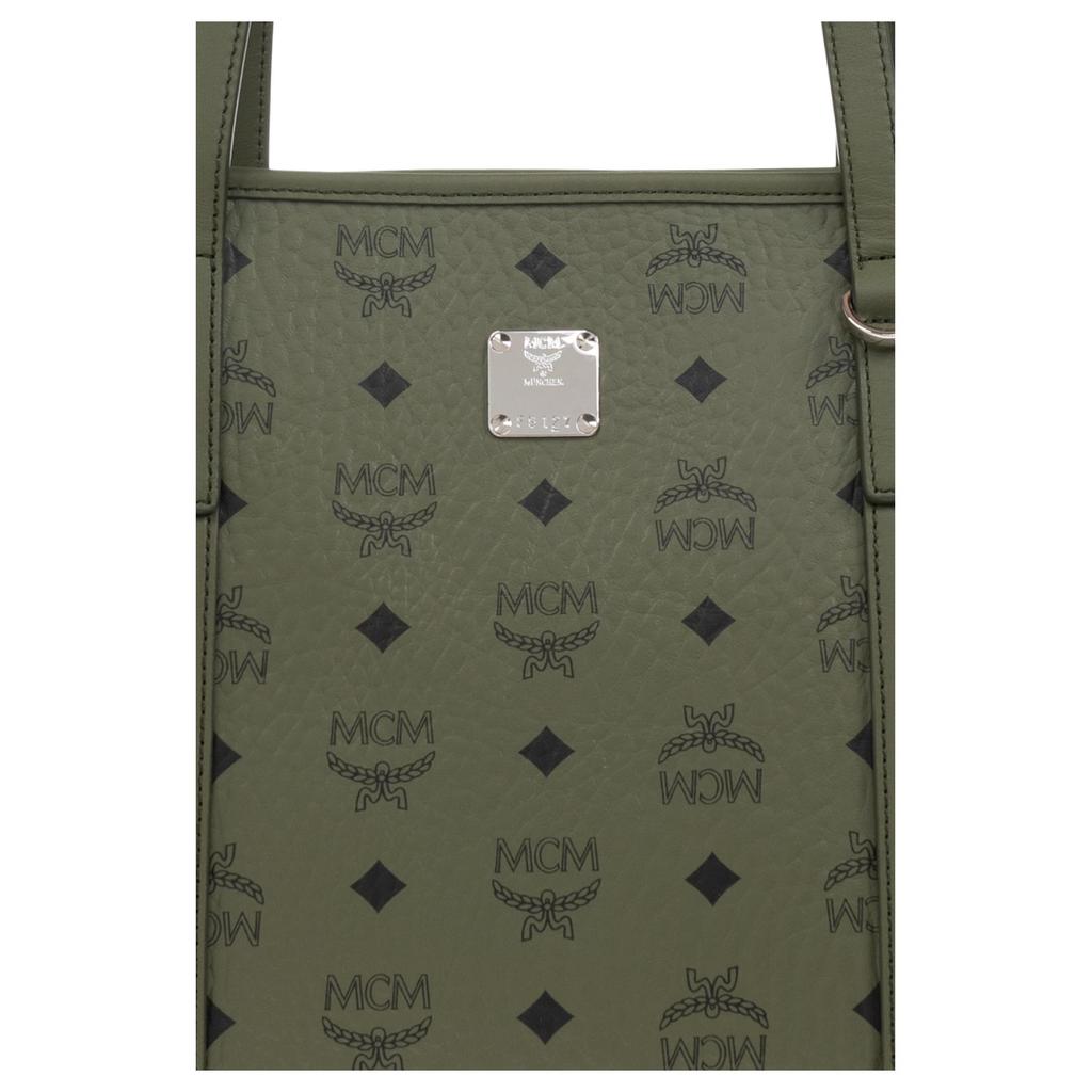 MCM Toni Logo Print Color Block Design Tote Bag Women Tote Bags Green MWPFAMT07K8001