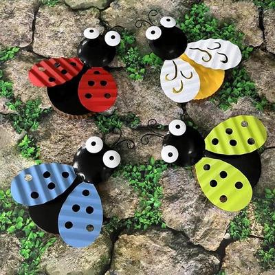 Mini Metal Ladybug Beetle Fence Hanger Wall Hanging Ornament Statue Outdoor Patio Garden Figurine Sculpture For Home Decor