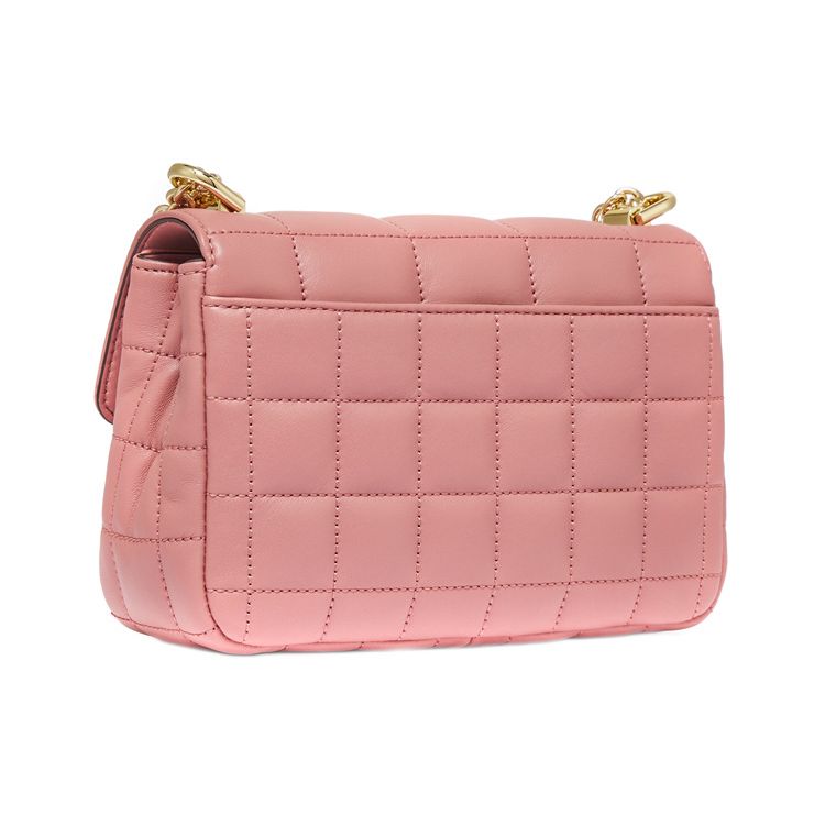 Michael Kors MK Soho Quilted Chain Flap Solid Color Vintage Style Commuter Leather Shoulder Bag Women Shoulder Bag Rose-Pink 30H0L1SL1T-622