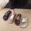 Design Sense Flat Bottom Silver Cool Slippers Toe Slippers Women's Summer Seaside Beach Sandals Wear Roman Women's Shoes