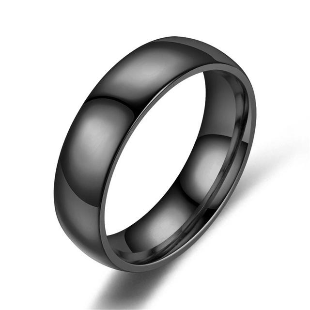 6mm Simple Ring Classic Smooth Gold Color Stainless Steel Wedding Engagement Rings for Women and Men Jewelry Wholesale