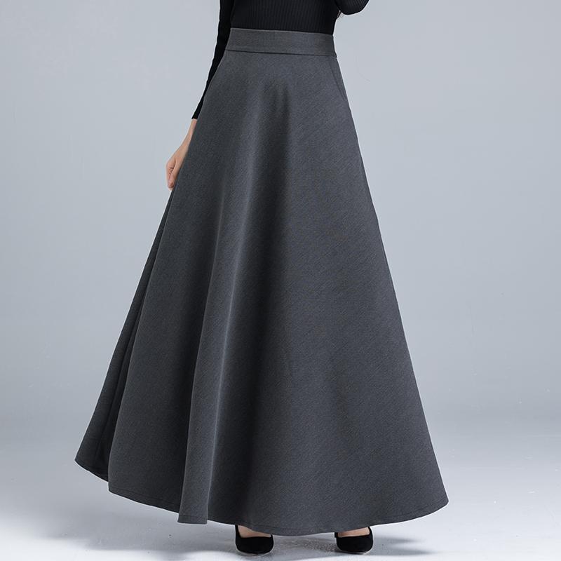 Damen Winter Wollrock mit hohem Bund, A-Linie, mittellang - Warm, Vielseitig, Kälteschutz, Figurschmeichelnd, Weiter Saum.