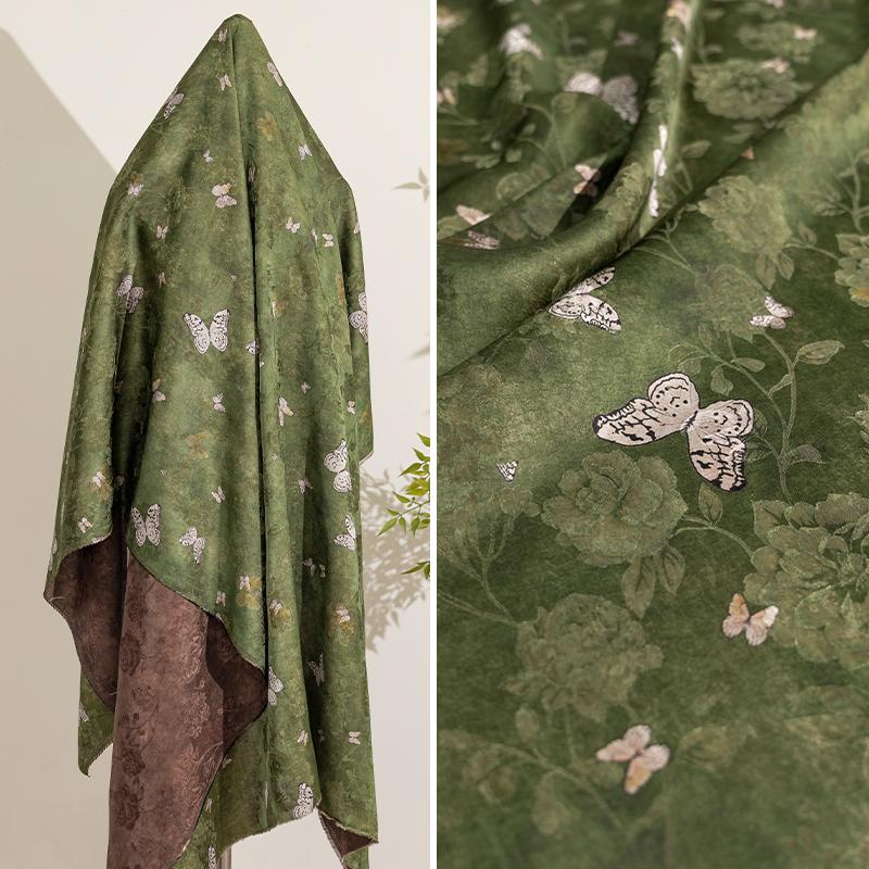 50x140cm Xiangyunsha Jacquard Fabric Modern Chinese Blouse Cheongsam Hanfu Skirt Designer Custom Textile Material