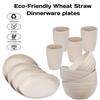 Eco Wheat Straw 12pcs Dinnerware Set Unbreakable Plates Bowls Reusable Plastic Tableware Lightweight for Family Gathering Party Use