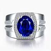 Men's Hot-Selling Blue Diamond Imitation Sapphire Ring In 18K Gold, Adjustable.