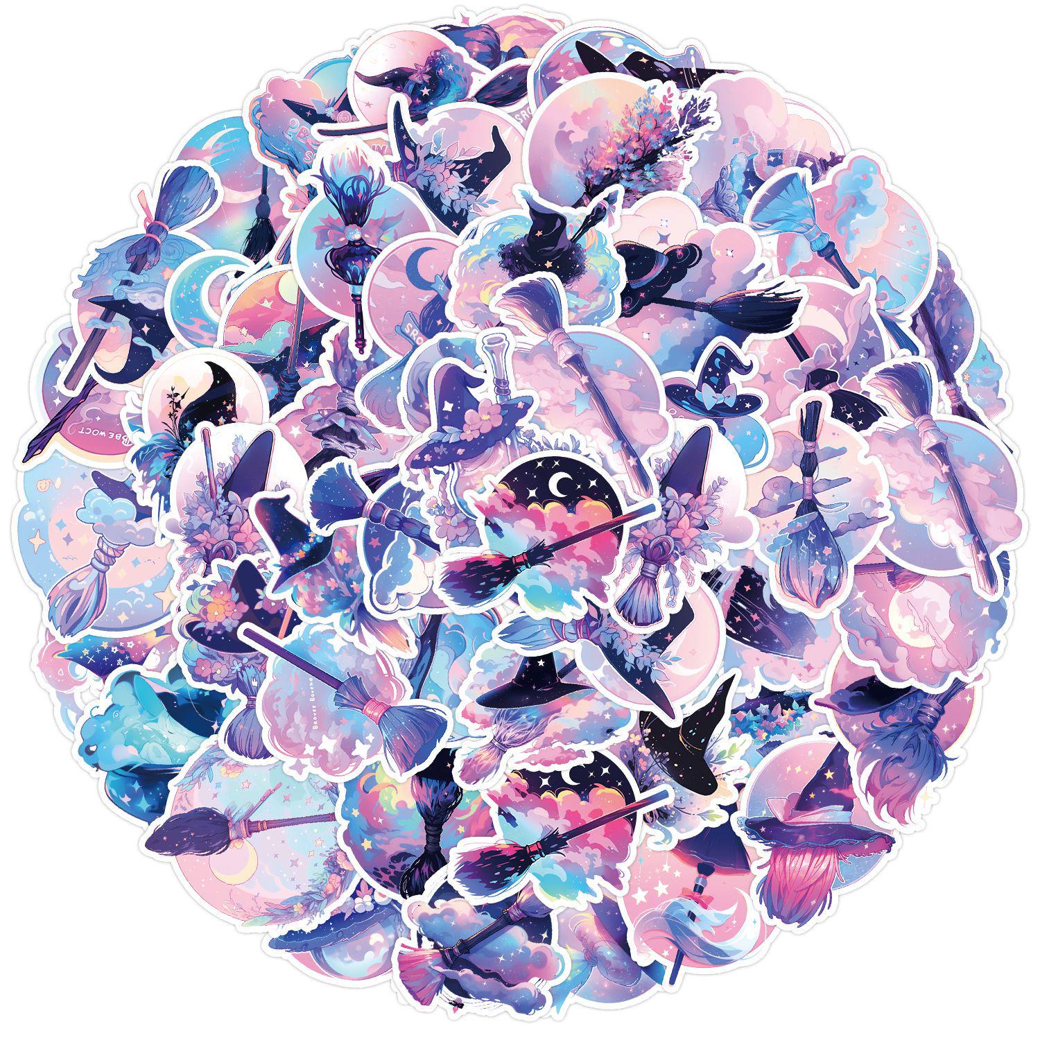 

Cartoon Magic Graffiti Waterproof Stickers: 50/100 Sheets for Water Bottles & Computers