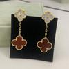 Boucles d'oreilles Trèfle à quatre feuilles pour Femme Nacre Blanche Naturelle et Calcédoine Boucles d'oreilles et Puces à la mode