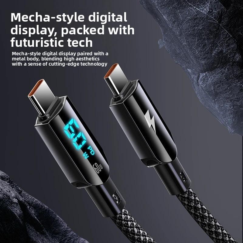 Smart Display 100w Fast Charging Typec Data Cable For Apple Huawei Xiaomi Devices
