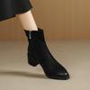 Fashion 2025 Autumn Women Boots Pointed Toe Chunky Heel Genuine Leather Women Shoes Short Modern Boots Winter High Heel Mid-calf Boots