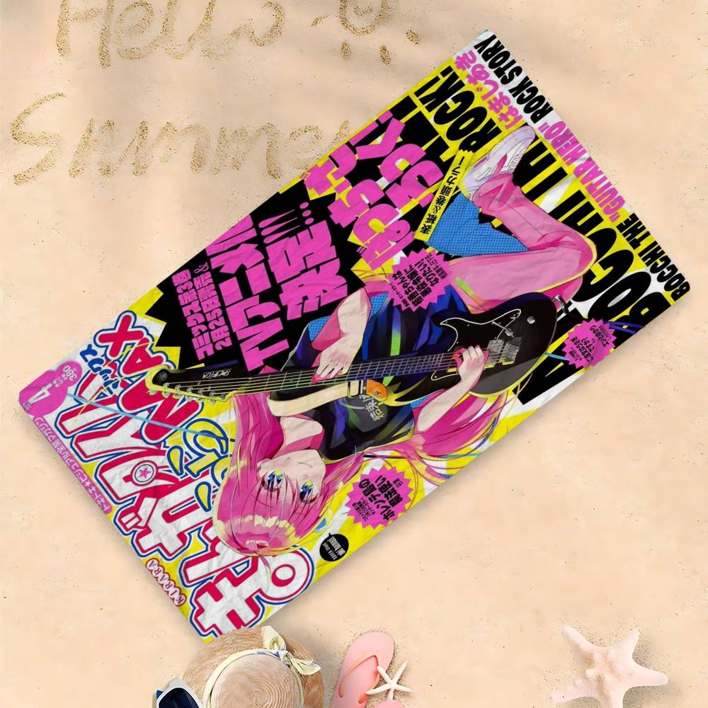 

B-Bocchi The Rock Anime Microfiber Printed Beach Towel Mountain Climbing Yoga Beach Swimming Running Absorbent Soft Towel W40*H60(CM)