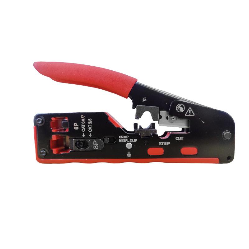 High Carbon Steel Crimp Tool Pass Through Ethernet Crimping Tool Cat6 Cat5 Cat5e Connectors with Ethernet All-in-one Wire Tool