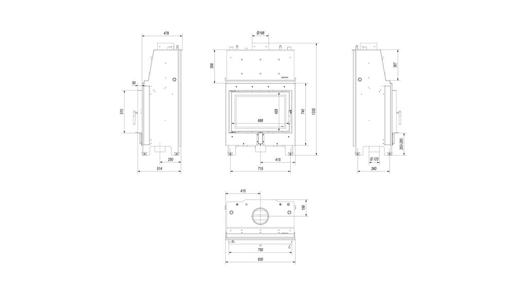 Water heating fireplace KRATKI MBO 15 kW Ø 200