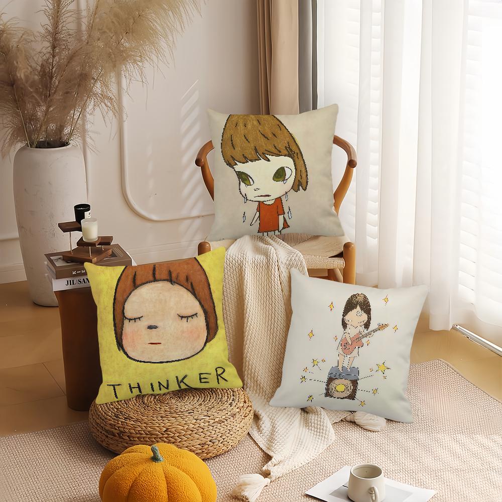 Art Y-Yoshitomo Nara Pillow Case Applicable Space For Guest Rooms Interiors Cars Office House Decoration