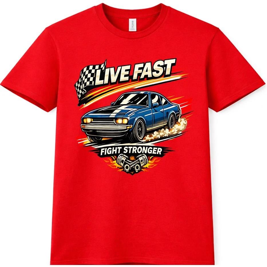 Muscle Car T-Shirt Live Fast V8 American Classic Hot Rod Vintage Gift Tee XL