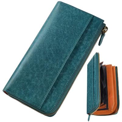 Long Coin Large 20 Bills Will Not Easy To Italian Made by Top Leather Genuine YKK Zipper Wallet, Men's, Women's, Wallet, L-shaped Zipper,