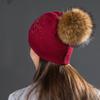 Women Winter Fur Raccoon Ball Warm Hot Diamond Hollow Butterfly Knitted Versatile Pullover Hat