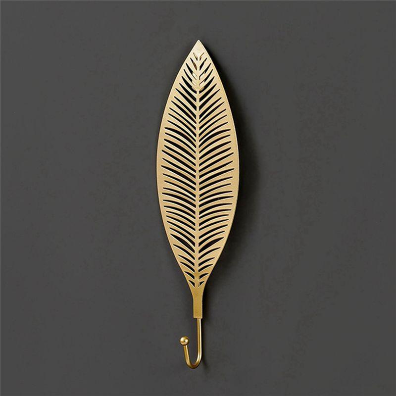 ABWR-Leaf Hook Gold Color Iron Art Wall Hanging Hooks Creative Towel Hat Storage Racks Style 3