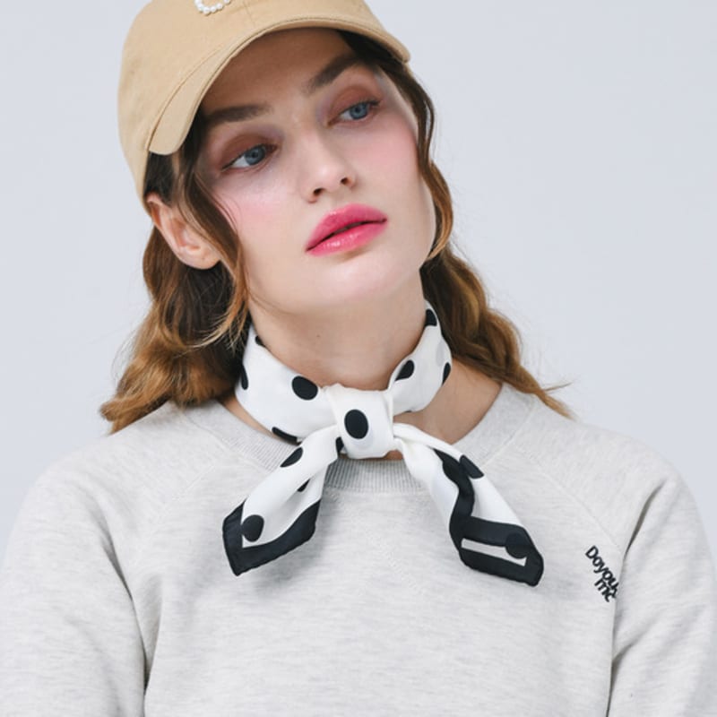 DOYOUKNOWMC ALL SEASON Golf Thick Dot Print White Scarf