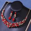 DIEZI 5 Farben Luxus Kristall Diadem Halskette Ohrringe Für Frauen Hochzeitsparty Elegant Braut Braut Strass Krone Accessoires