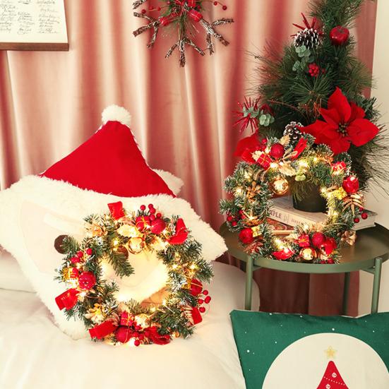 Christmas Wreath for Front Door Artificial Pine Wreath with Berries/Pinecones/Flowers for Holiday Indoor Outdoor Wall Window Porch Decor