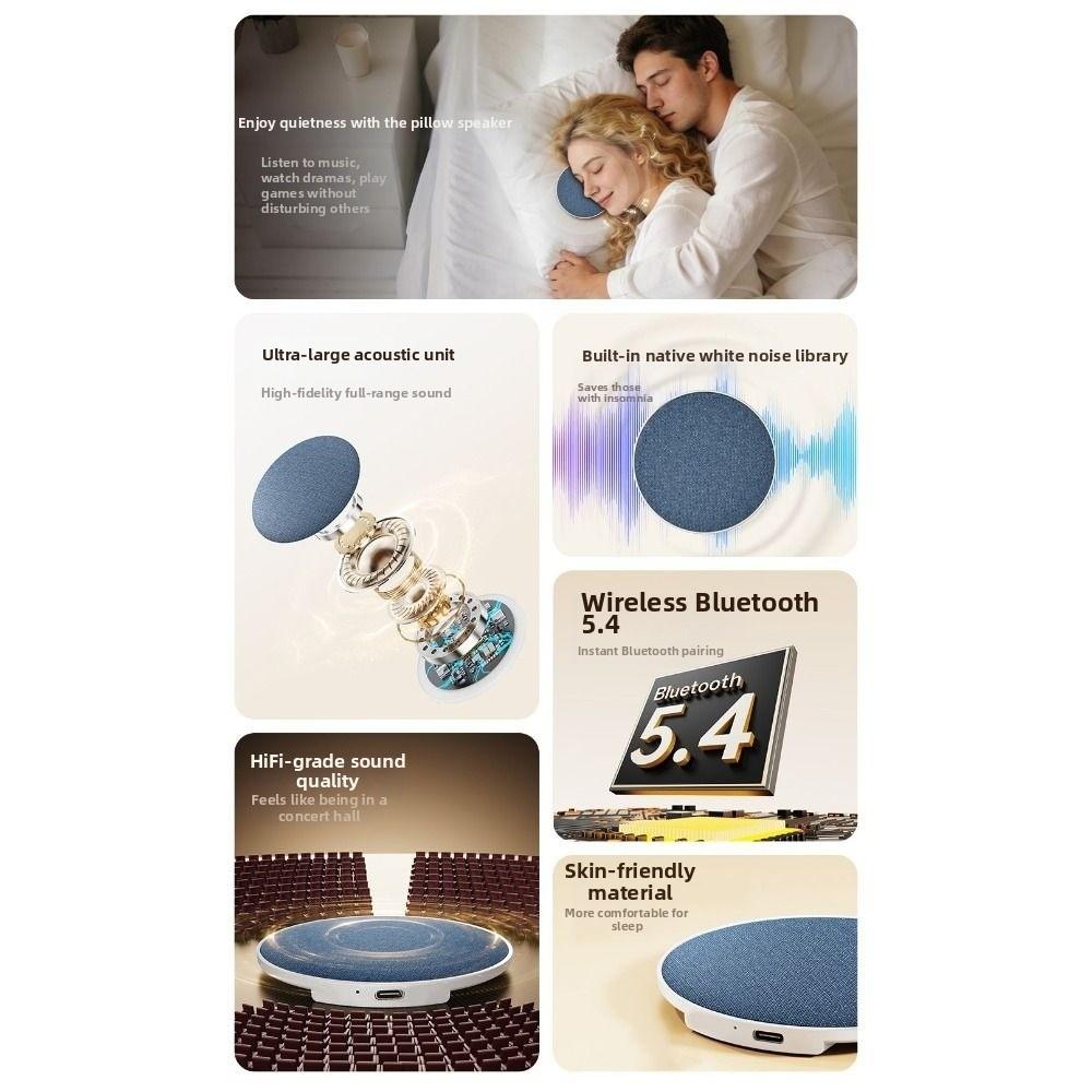 Bluetooth 5.4 Unterkissen Bluetooth-Lautsprecher Schlafhilfe Tragbarer Musikplayer Naturgeräusche
