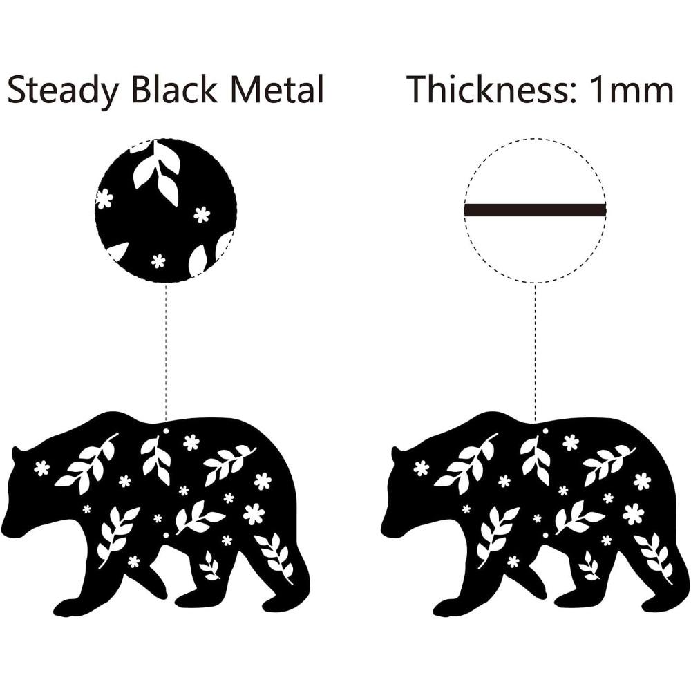 Black Metal Bear Wall Art Sculpture, Hollow Single Line Design for Home Living Room Outdoor Decor, Housewarming Gift 12x8Inch