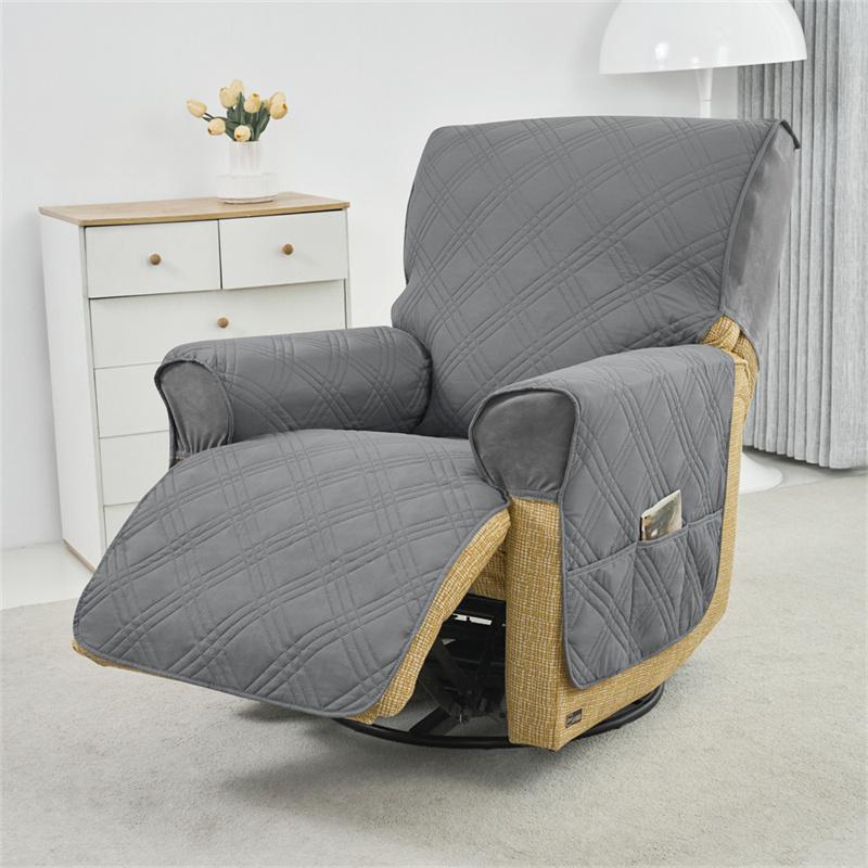 1Seater Recliner Cover Solid Color Quilted Armchair Slipcover Anti-Wear Pet Kids Accent Couch Cushion Living Room Hotel Home
