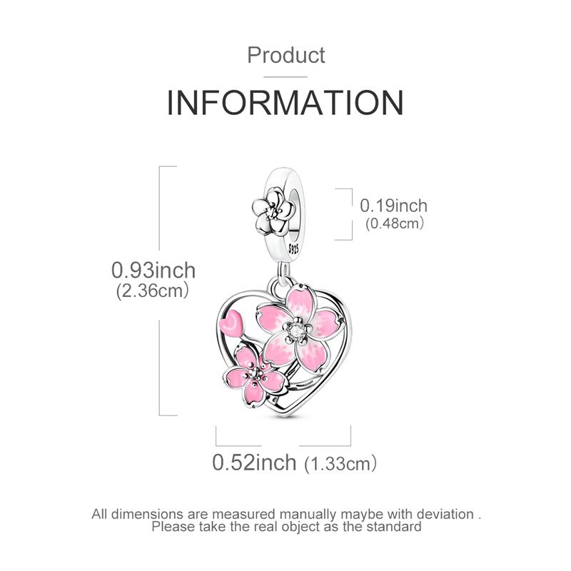 Rotatable Cherry Blossom Charms Bead Copper Dangle Pendant Fit Bangle Bracelet Necklace Diy Jewelry