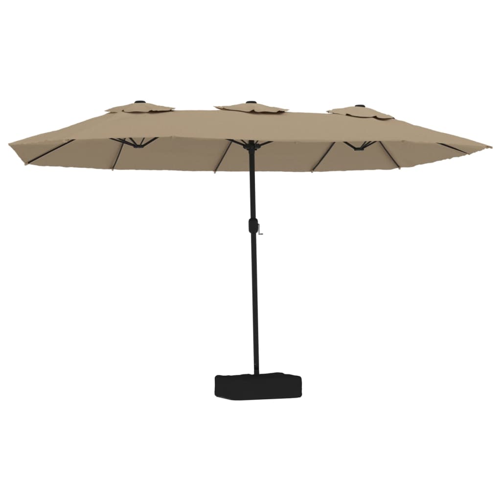 Vidaxl Ombrellone Doppio da Giardino con LED, Colore Taupe, 449X245 Cm
