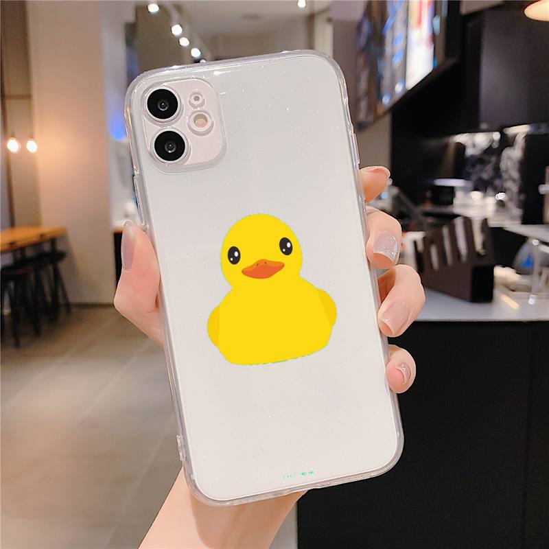 Kwaii yellow duck Phone Case For iphone 13 X XS MAX 6 6s 7 7plus 8 8Plus 5 5S SE 2020 XR 11 12pro max Clear funda Cover
