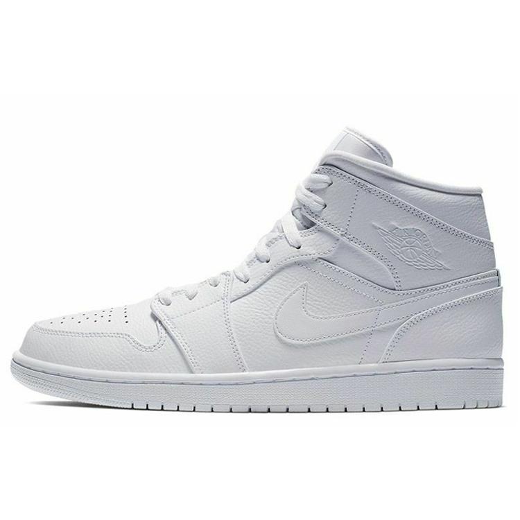 New JORDAN 1 Mid Triple White 2019 554724-129