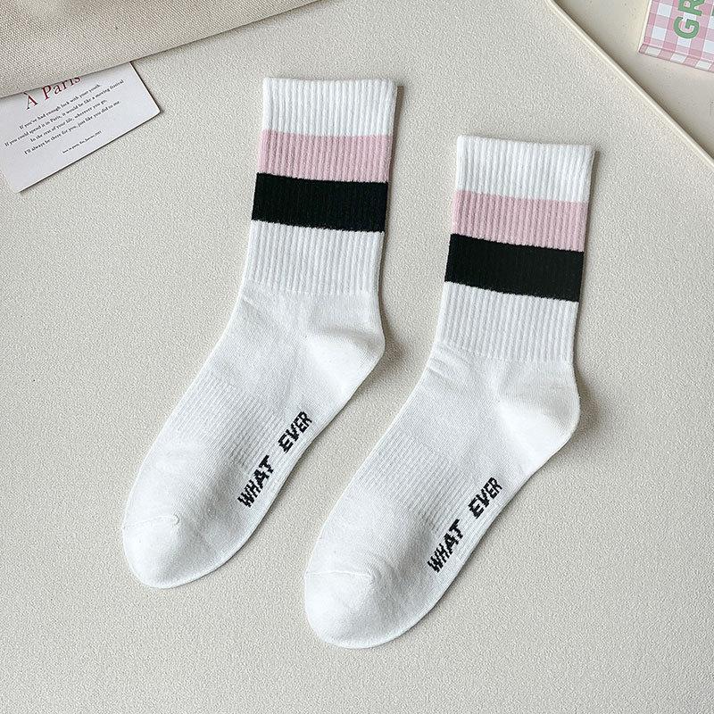 

Женские гольфы до середины икры, хлопковые носки, длинные носки на осень и зиму, универсальные спортивные женские носки, трендовые хлопковые носки с буквами 1 pair