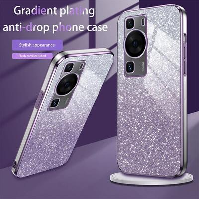 Luxuriöse Glitzer-Hülle mit Farbverlauf für Huawei P60 P50 Pro P40 P30 Lite Mate 60 50 40 30 Pro P Smart 2021 Y7A Y9A Y9S Y9 2019 Silikon-Rückseite