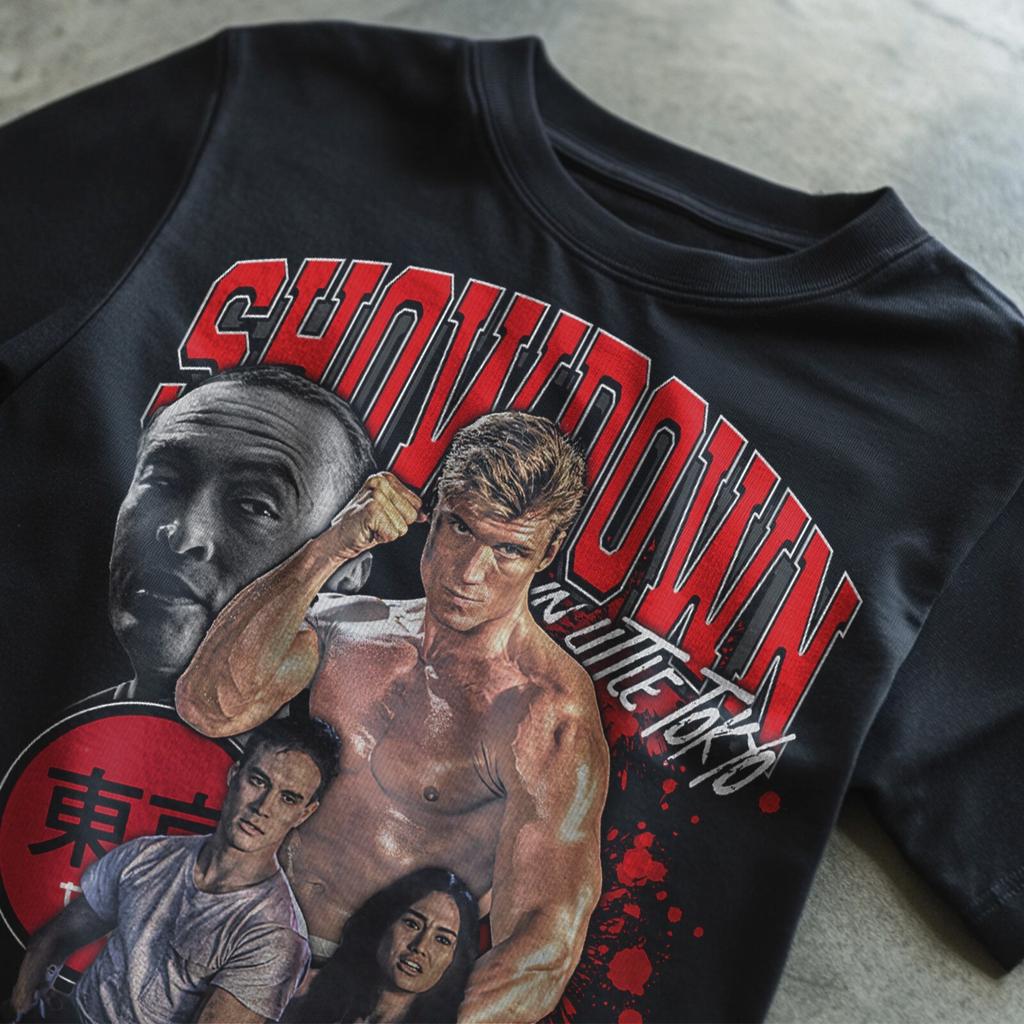 Showdown in Tokyo T-Shirt Mens Womens Tees Top Arnold Schwarzenegger Aliens Stallone JCVD