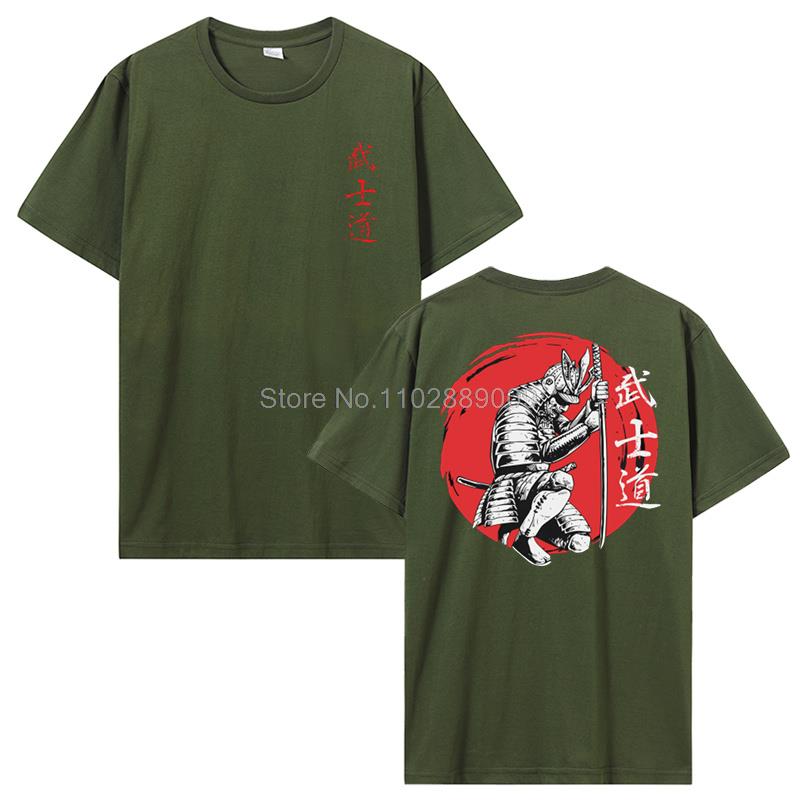 New Japan Samurai Spirit T Shirts Japanese Style Back Print Men Cotton Tshirt Anime T-shirt Bushido Male Gifts Tees Streetwear