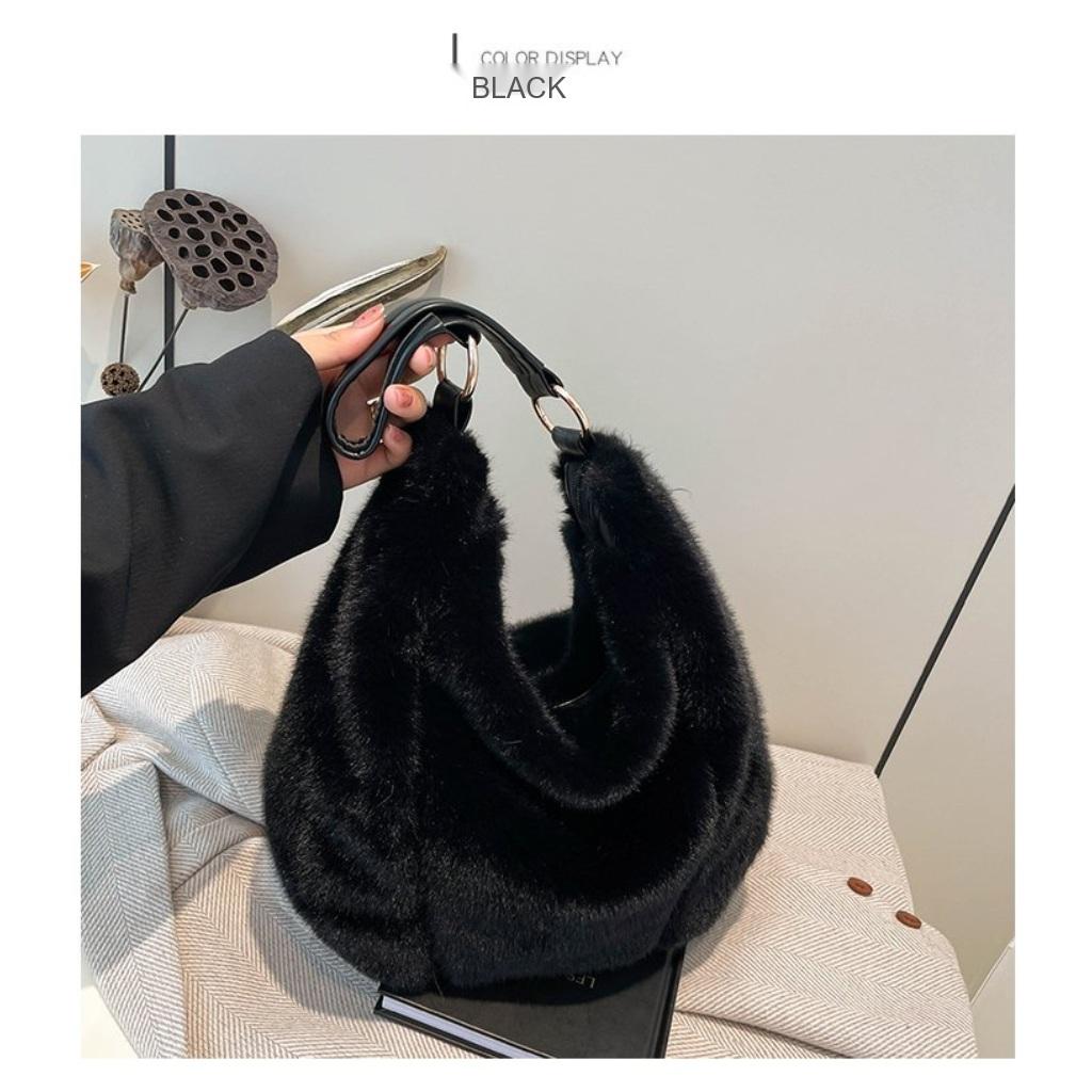 Tote Bag Women Plush Stitching Daily