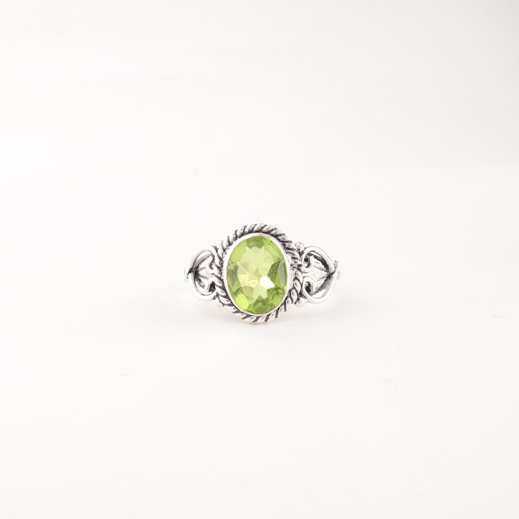 Peridot Gemstone 925 Sterling Silver Jewelry Handcrafted August Birthstone Ring RR-8-5