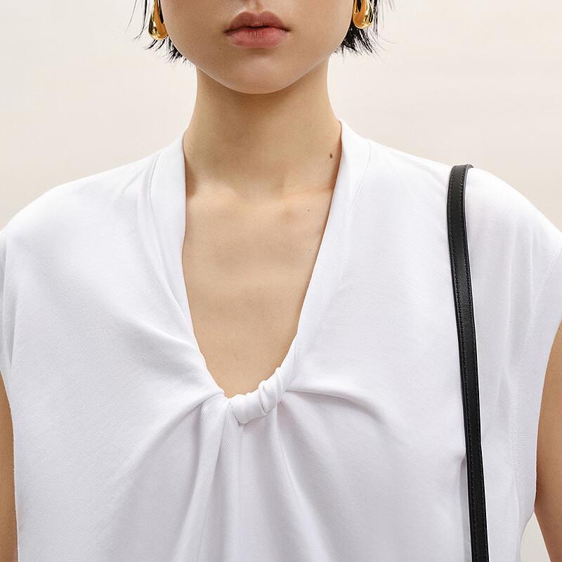 Less Women's V-Neck Sleeveless Cotton T-Shirt