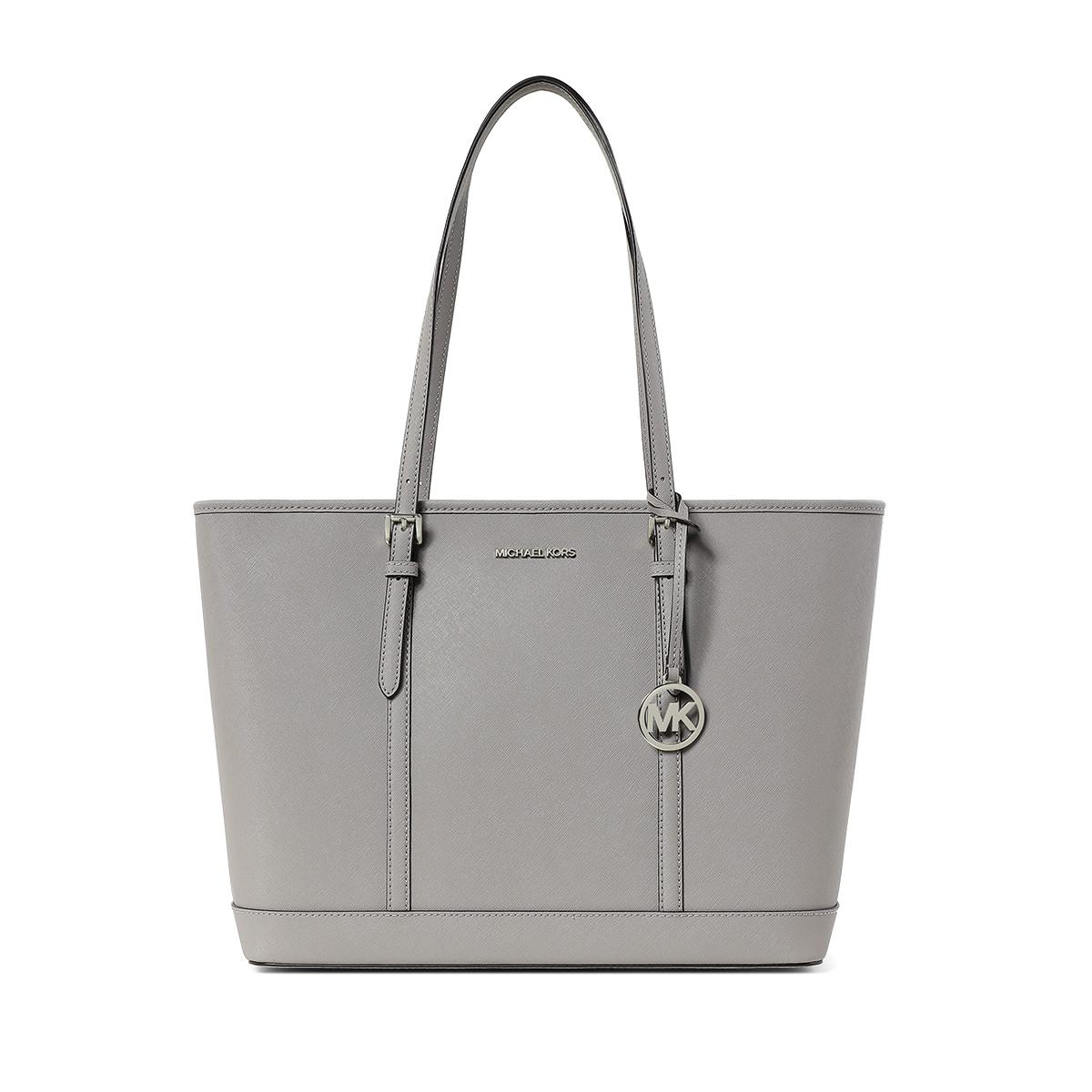 

Michael Kors MK Jet Set Travel Letter Logo Pendant Tote Bag Women tote Pearl-Gray 35T0STVL9L-081 Basic Set (Bag+Dust Bag)